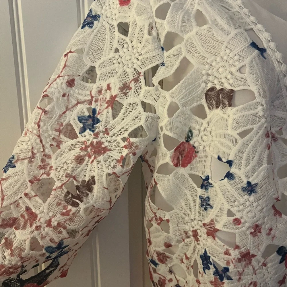 NWOT CHRISMcLAUGHLIN FLORAL LACE TOP TOPPER SZ XL - Picture 3 of 13